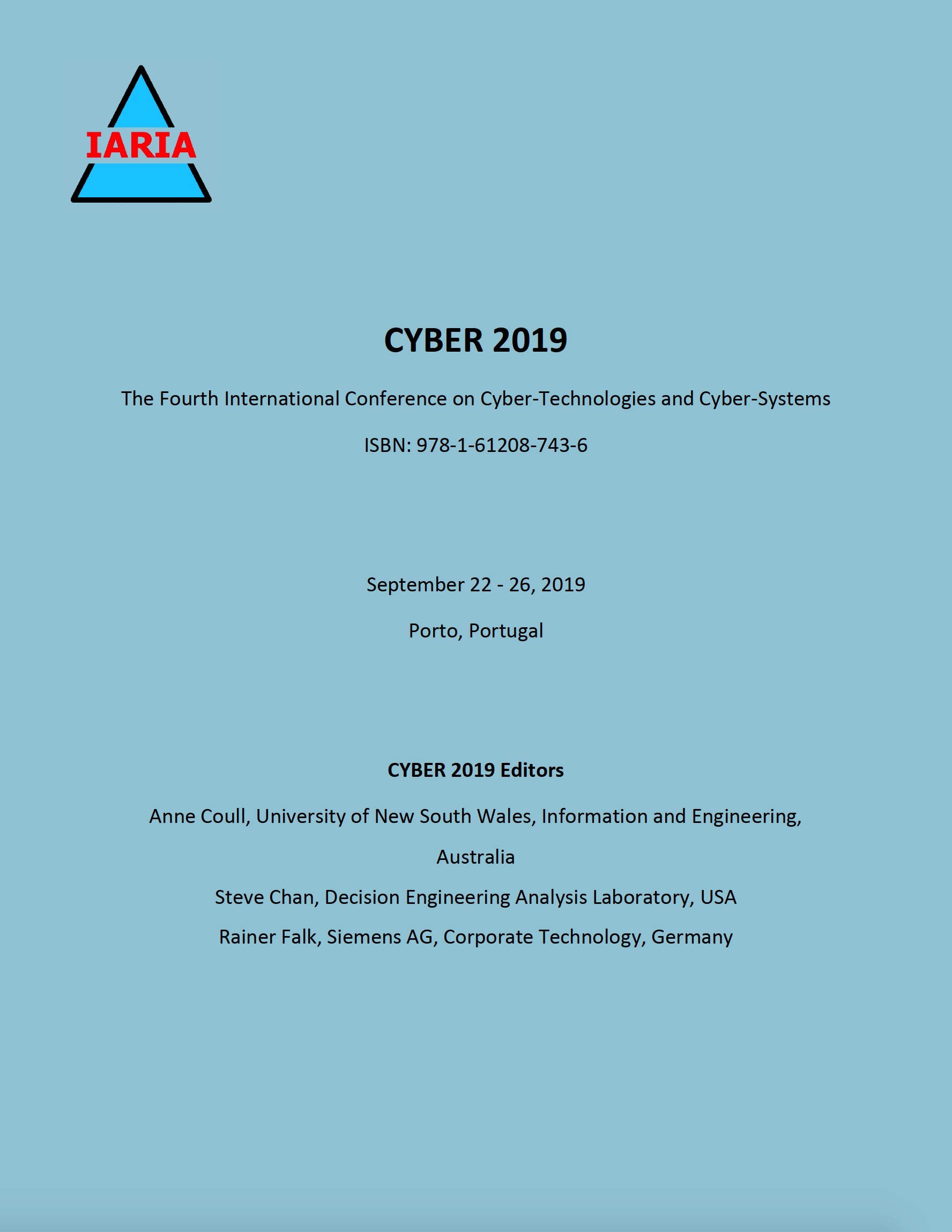 Decision Engineering Analysis Lab Member Steve Chan Publication at IARIA Cyber 2019