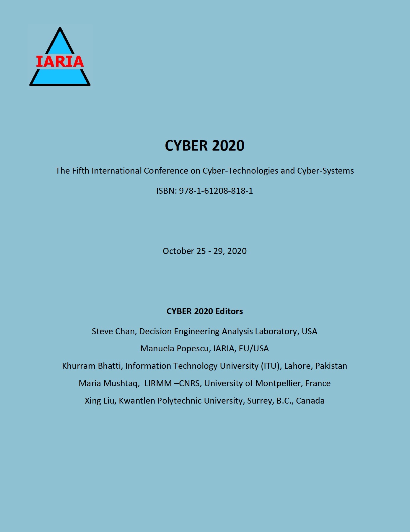 Decision Engineering Analysis Lab Member Steve Chan Publication at IARIA Cyber 2020